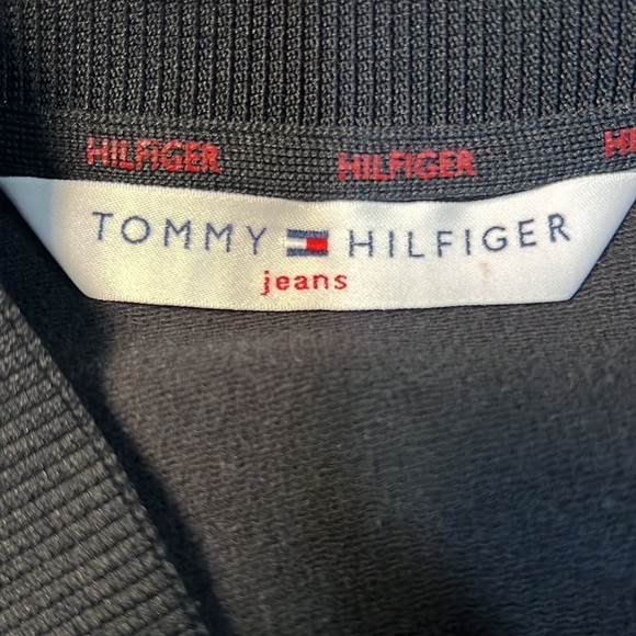 TOMMY HILFIGER JEANS BLACK WITH WHITE ACCENTS ZIP LIGHTWEIGHT JACKET LARGE - Picture 9 of 11